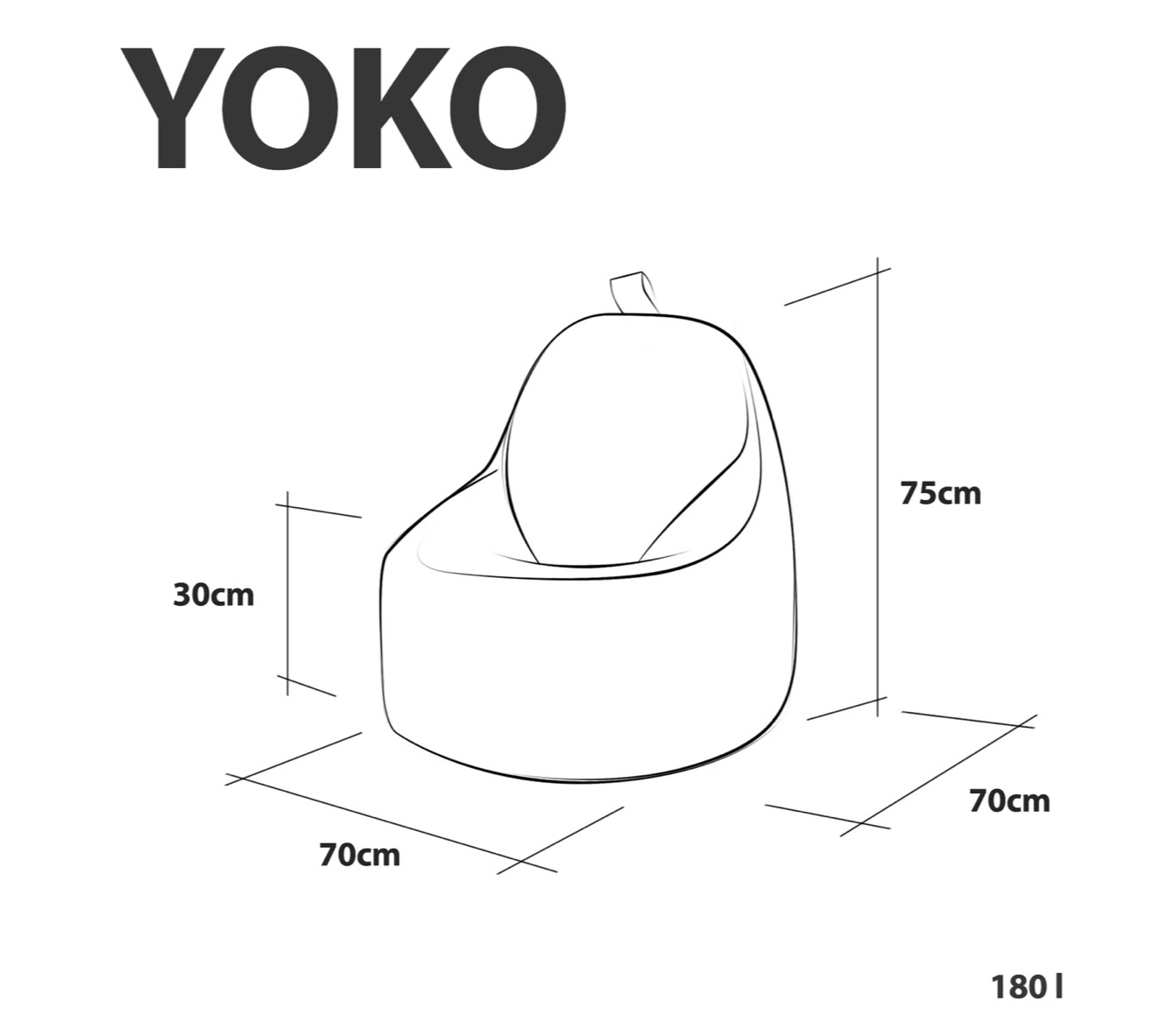 Rozmery sedacieho vaku Yoko